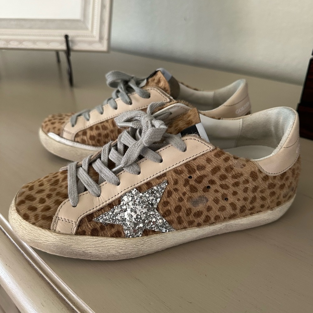 Authentic Golden Goose giraffe Print Superstar Sneakers - Picture 3 of 7